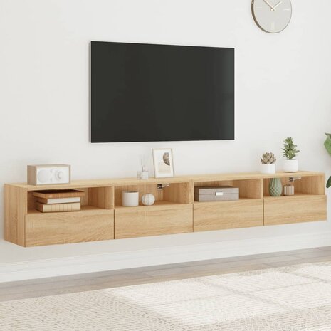 Tv-wandmeubels 2 st 100x30x30 cm hout sonoma eikenkleurig 1