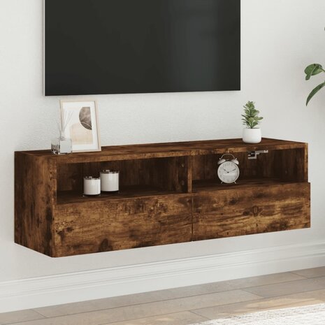 Tv-wandmeubel 100x30x30 cm bewerkt hout gerookt eikenkleurig 1