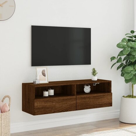 Tv-wandmeubel 100x30x30 cm bewerkt hout bruin eikenkleur 3