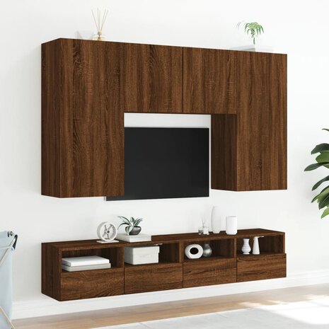 Tv-wandmeubel 100x30x30 cm bewerkt hout bruin eikenkleur 4