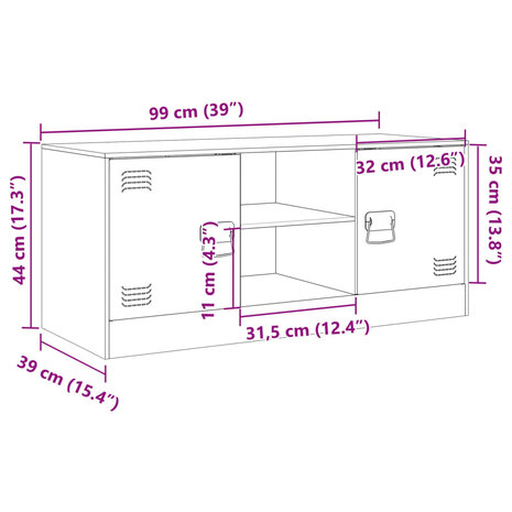 Tv-meubel 99x39x44 cm staal zwart 12