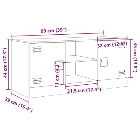 Tv-meubel 99x39x44 cm staal roze 12