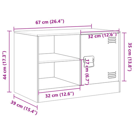 Tv-meubel 67x39x44 cm staal zwart 12