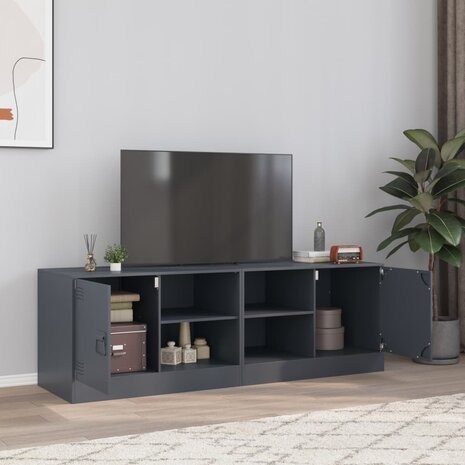 Tv-meubelen 2 st 67x39x44 cm staal antracietkleurig 1