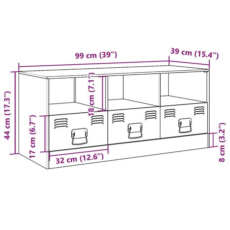 Tv-meubel 99x39x44 cm staal zwart 12