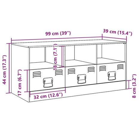 Tv-meubel 99x39x44 cm staal antracietkleurig 12