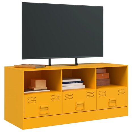 Tv-meubel 99x39x44 cm staal mosterdgeel 4