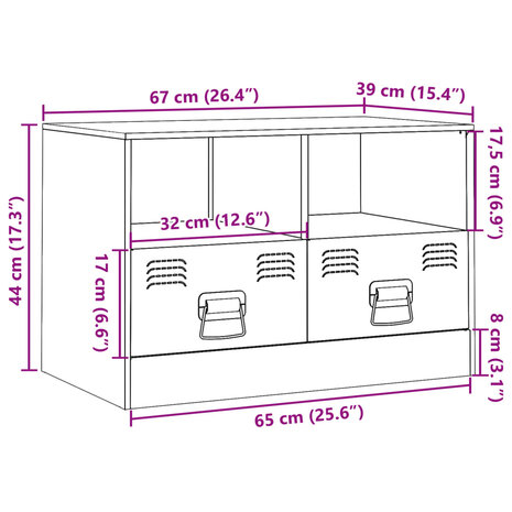 Tv-meubel 67x39x44 cm staal zwart 12