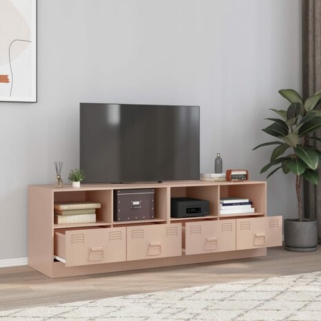 Tv-meubelen 2 st 67x39x44 cm staal roze 1