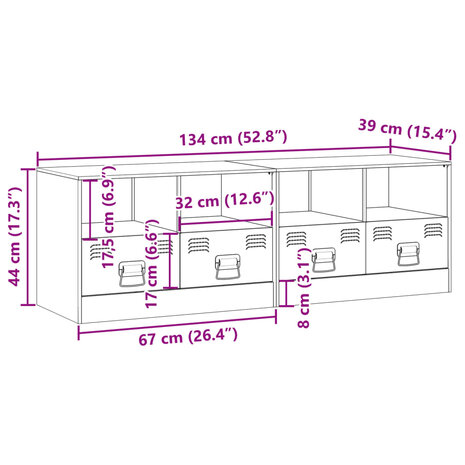 Tv-meubelen 2 st 67x39x44 cm staal roze 12