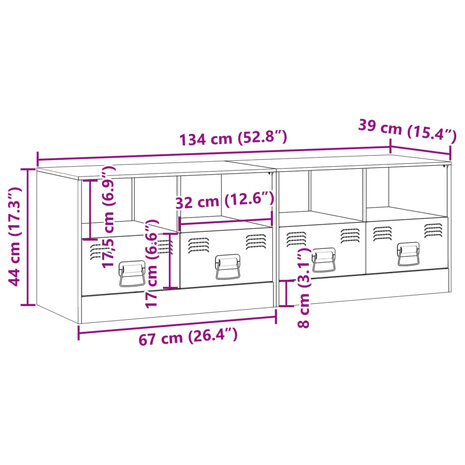 Tv-meubelen 2 st 67x39x44 cm staal antracietkleurig 12