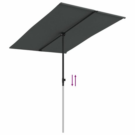 Parasol met aluminium paal 2x1,5 m antraciet 7