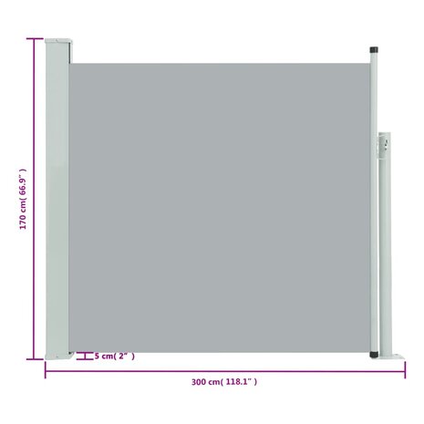 Tuinscherm uittrekbaar 170x300 cm grijs 8