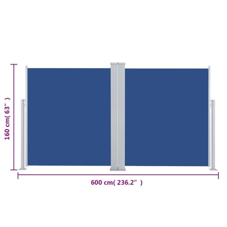 Windscherm uittrekbaar 160x600 cm blauw 12