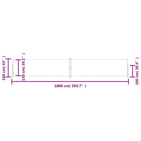 Windscherm uittrekbaar 160x1000 cm crèmekleurig 8