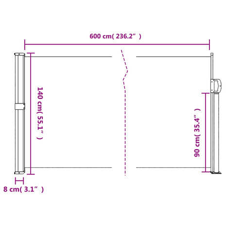 Windscherm uittrekbaar 140x600 cm bruin 10