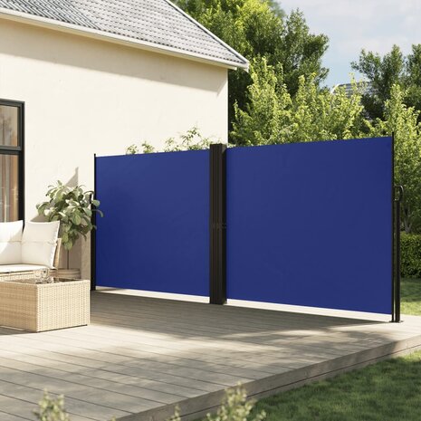 Windscherm uittrekbaar 180x600 cm blauw 1