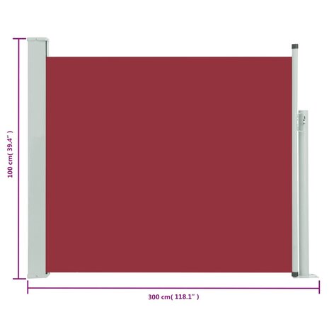 Tuinscherm uittrekbaar 100x300 cm rood 8