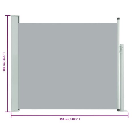 Tuinscherm uittrekbaar 100x300 cm grijs 8