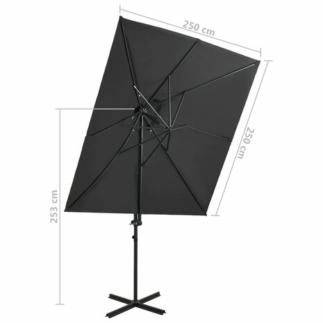 Zweefparasol met dubbel dak 250x250 cm antracietkleurig 8