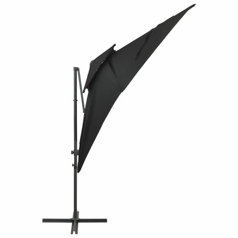 Zweefparasol met dubbel dak 250x250 cm zwart 3