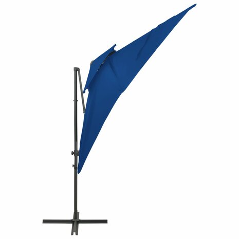 Zweefparasol met dubbel dak 250x250 cm azuurblauw 3