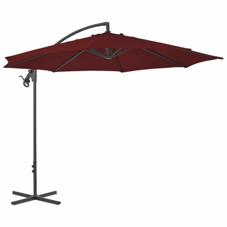 Zweefparasol met stalen paal 300 cm bordeauxrood 1