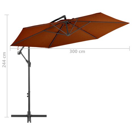 Zweefparasol met aluminium paal 300 cm terracottakleurig 8