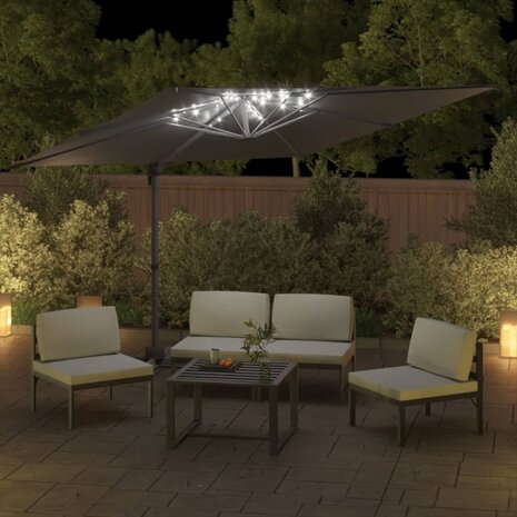 Zweefparasol met LED-verlichting 400x300 cm antracietkleurig 3