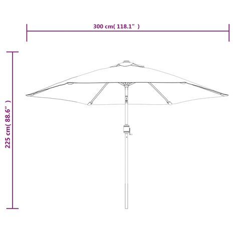 Zweefparasol kantelbaar met LED 3 m zandwit 10