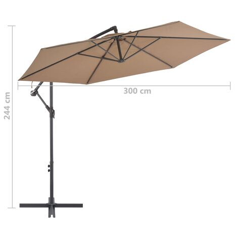 Zweefparasol met aluminium paal 300 cm taupe 8