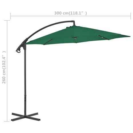 Zweefparasol met stalen paal 300 cm groen 7