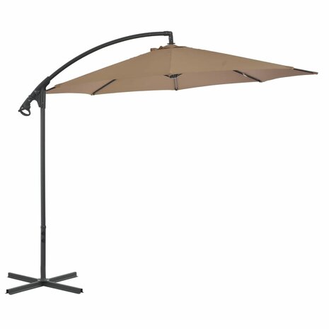 Zweefparasol met stalen paal 300 cm taupe 1