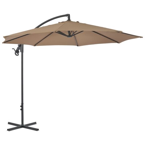 Zweefparasol met stalen paal 300 cm taupe 2