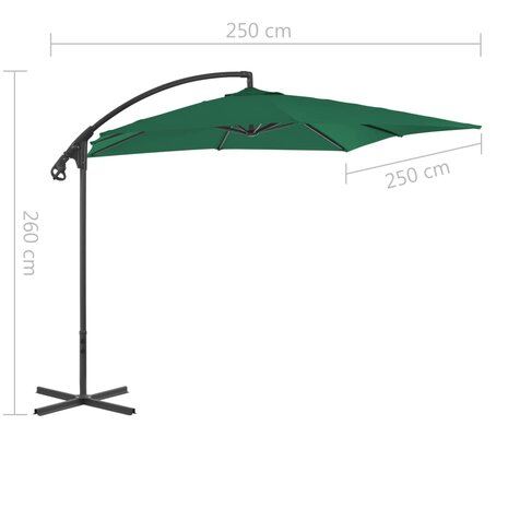 Zweefparasol met stalen paal 250x250 cm groen 7