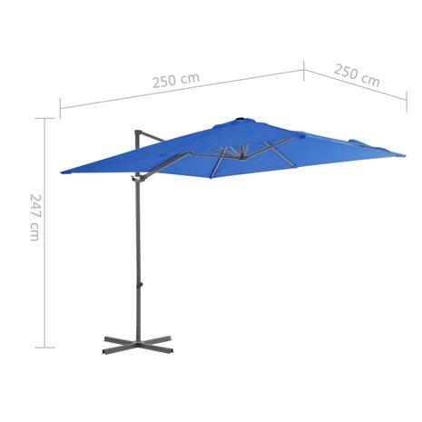 Zweefparasol met stalen paal 250x250 cm azuurblauw 9