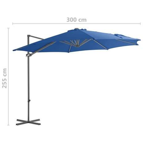 Zweefparasol met stalen paal 300 cm azuurblauw 9