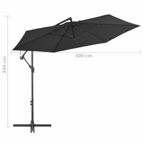 Zweefparasol met aluminium paal 300 cm zwart 8