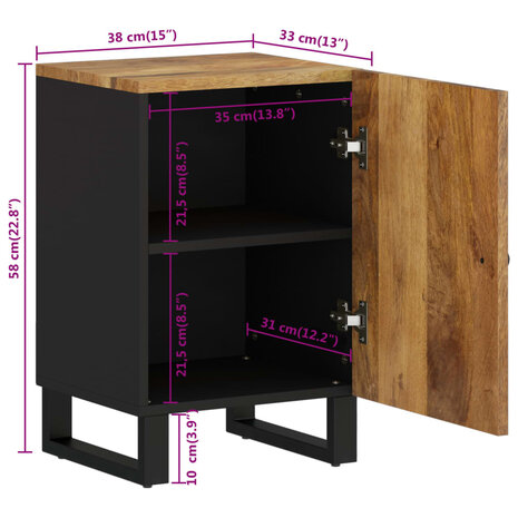 Badkamerkast 38x33x58 cm massief mangohout 11