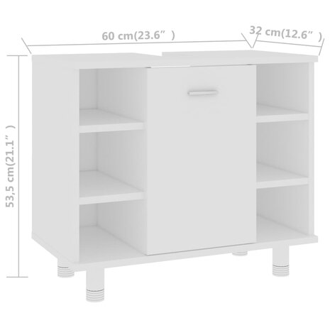 Badkamerkast 60x32x53,5 cm bewerkt hout wit 8