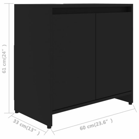 Badkamerkast 60x33x61 cm bewerkt hout zwart 11