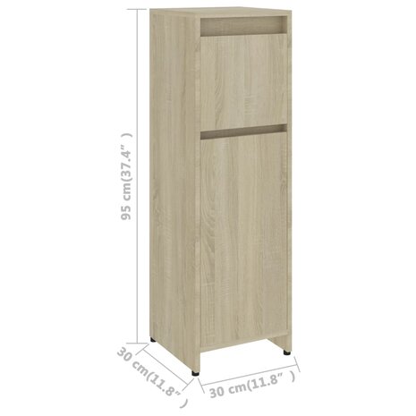 Badkamerkast 30x30x95 cm bewerkt hout sonoma eikenkleurig 9