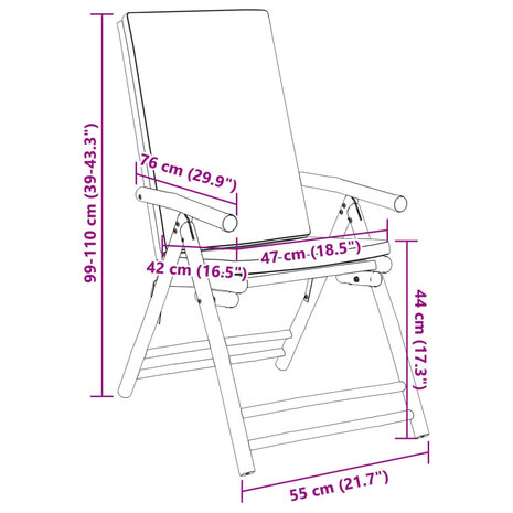 Bistrostoelen 2 st inklapbaar met kussens bamboe crèmewit 10