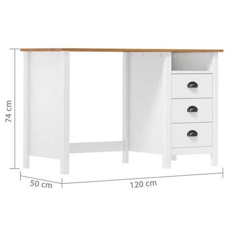 Bureau Hill 3 lades 120x50x74 cm massief grenenhout 7