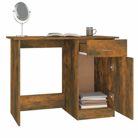 Bureau 100x50x76 cm bewerkt hout gerookt eikenkleurig 5