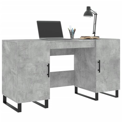 Bureau 140x50x75 cm bewerkt hout betongrijs 3