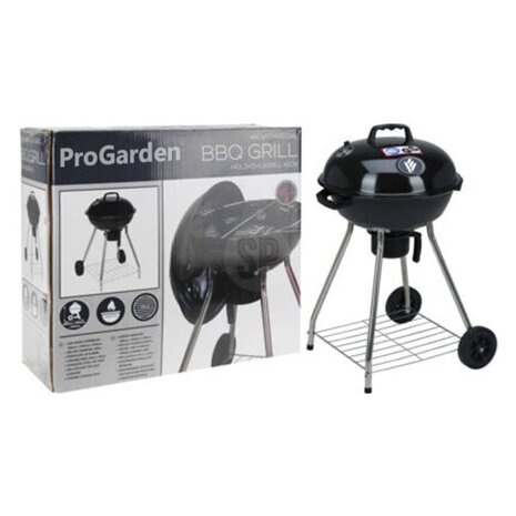 ProGarden Barbecuegrill op wielen zwart 1