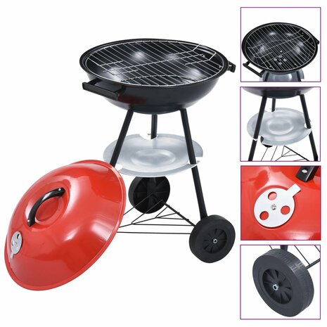 Kogelbarbecue houtskool met wieltjes XXL 44 cm 3