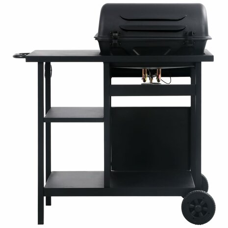 Gasbarbecue met 3-laags zijtafel zwart 4