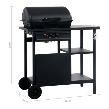 Gasbarbecue met 3-laags zijtafel zwart 8